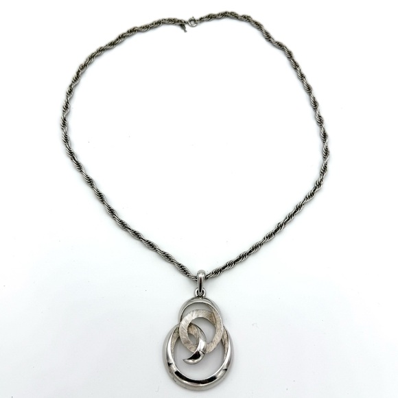 Crown Trifari Jewelry - Vintage 1960s Crown Trifari Swirl Pendant Necklace